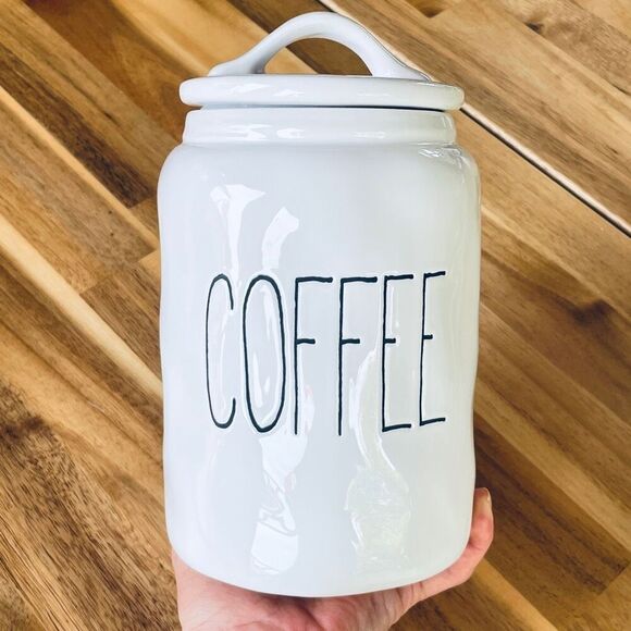 NWT Gorgeous TEA & COFFEE w/ Dimples  White & Black Glossy Ceramic Canister Set - Picture 3 of 16